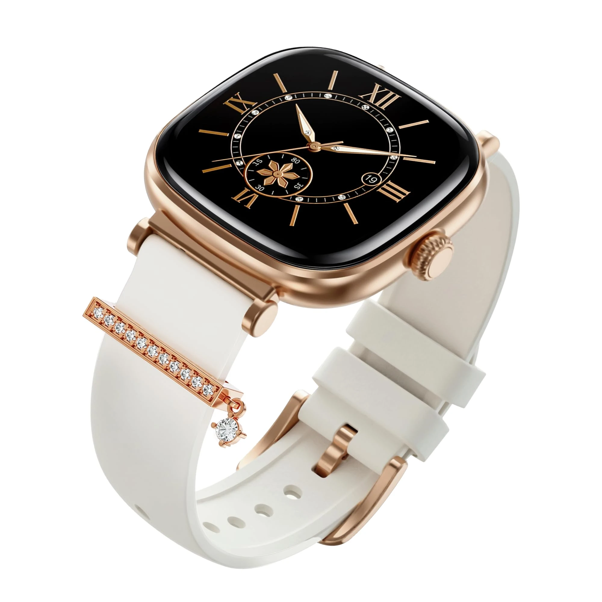 Boat Chrome Ivory Smart Watch for Women, co-Designed with GIVA, Limited Edition 925gm Silver Charm, 1.7" AM...
