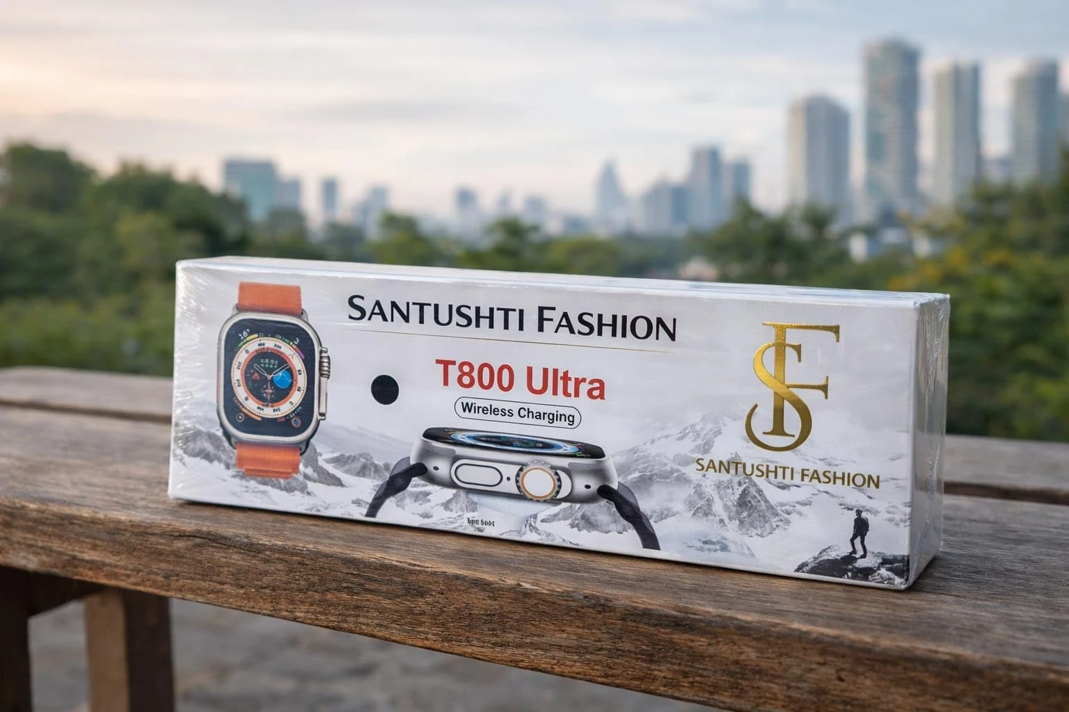 SANTUSHTI FASHION T800 Ultra Smart Watch, Orange Ocean Band, 1.99 Inch Display, Wireless Charging