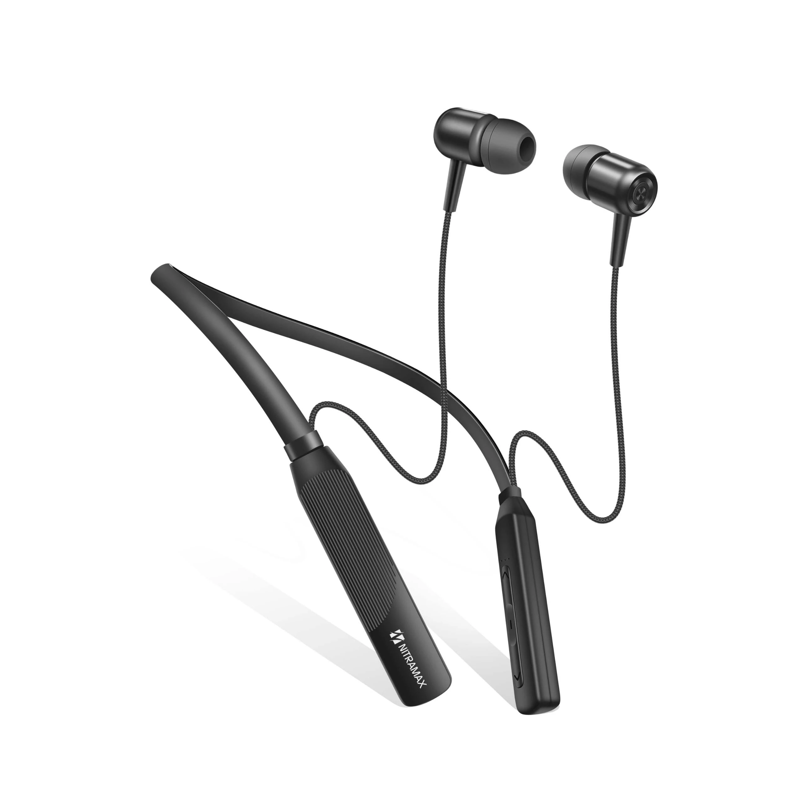 NITRAMAX Bluetooth 5.4 Neckband Earphones, Superior Bass, 20 Hour Playtime, HD Calling with Noise Reduction