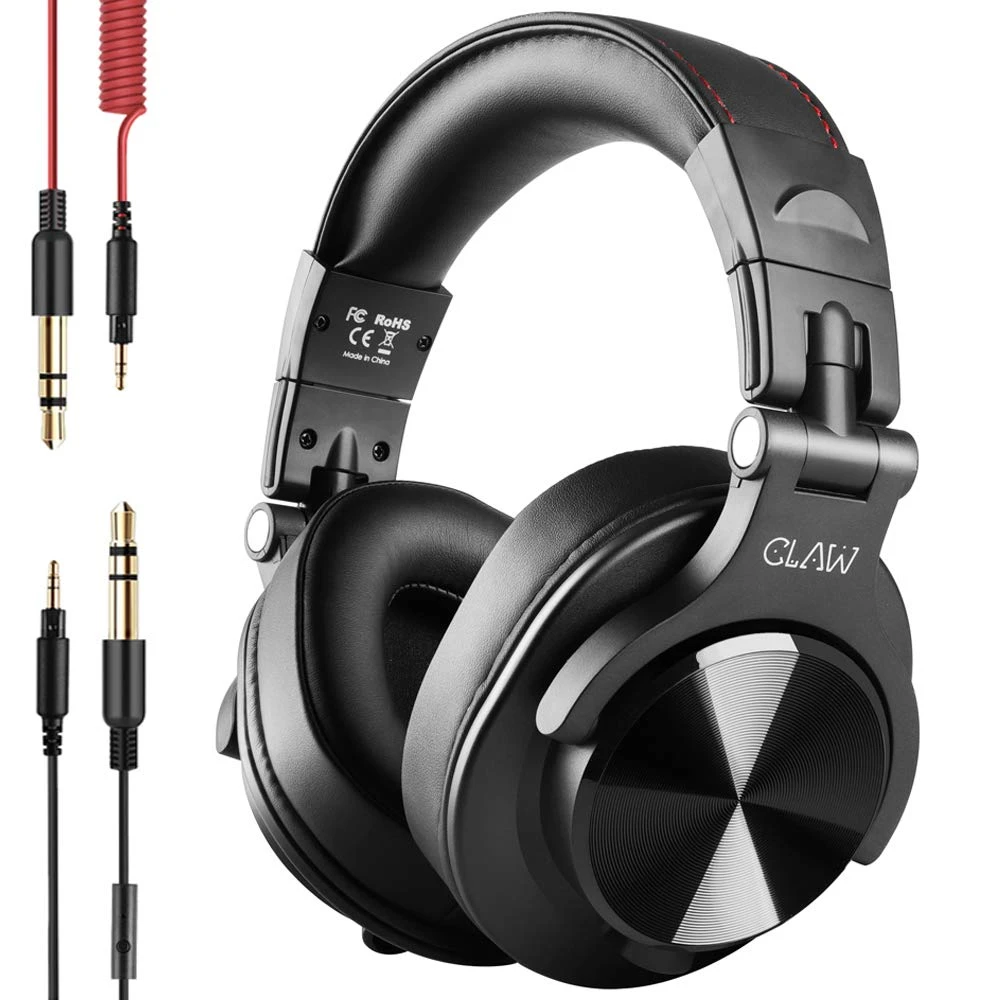 CLAW SM50 Professional Studio Monitoring DJ Wired Over Ear Headphones with 2 Detachable Cables (2.8m Coiled Cable & 1.2m S...