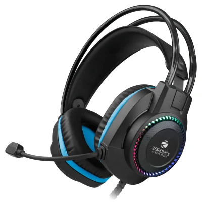 Zebronics Jet Premium Wired Gaming On Ear Headphone with LED Light for earcups, 40mm Neodymium Drivers, 2 Meter Braided Ca...