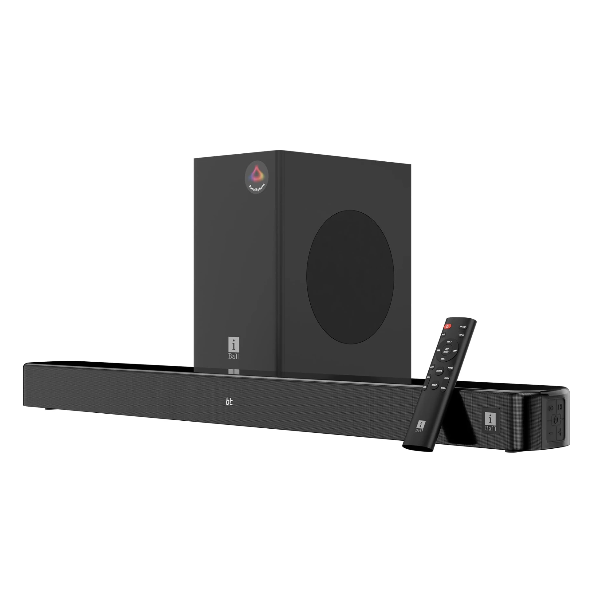 iBall Cinebar 100 220W Soundbar, 2.1 Channel, Deep Bass, 16.5 cm Subwoofer, AuralSphere Surround Audio, Qua...