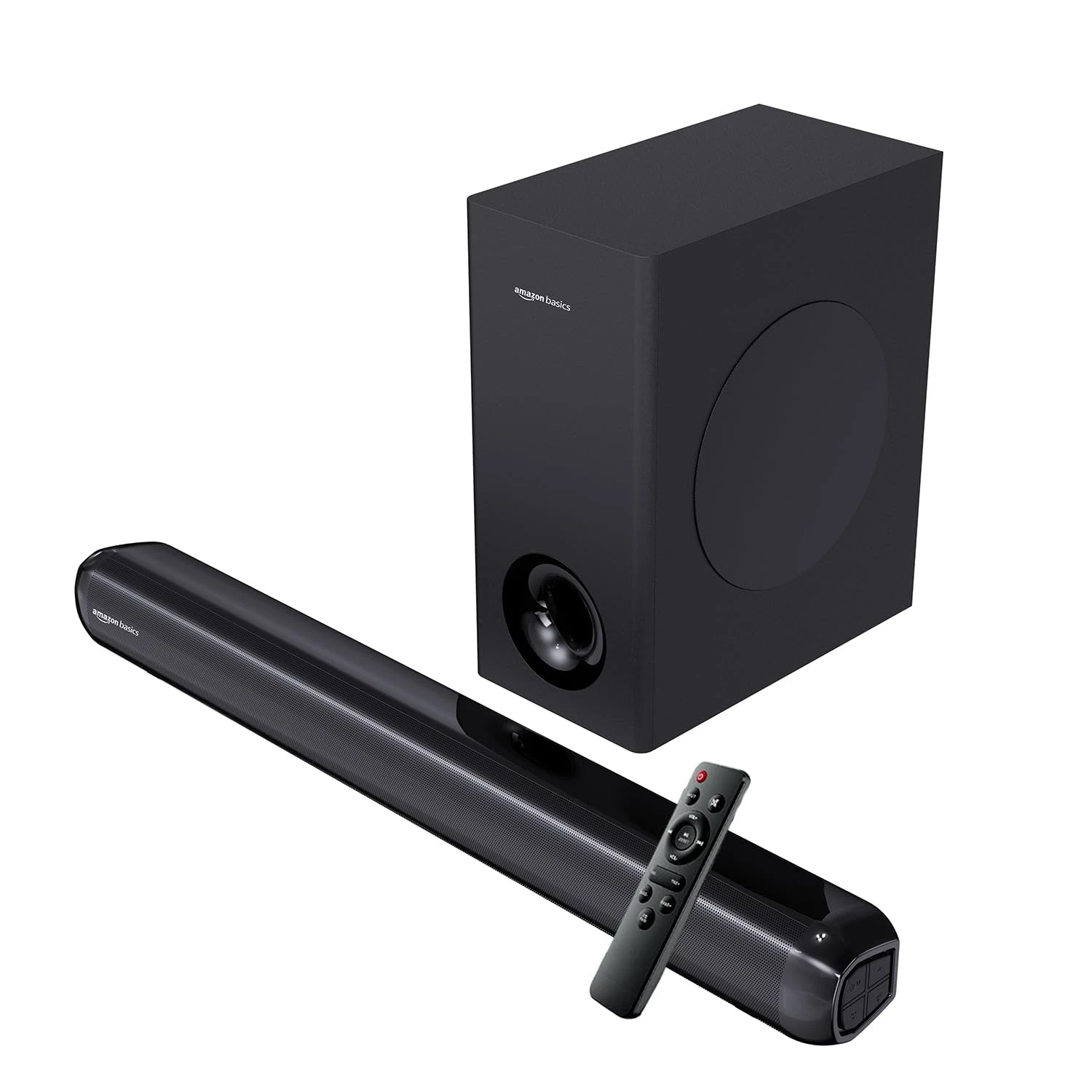 amazon basics 90W Soundbar with Wired Subwoofer | 2.1 Channel Home Theatre|Bluetooth 5.3, HDMI ARC, USB, AU...