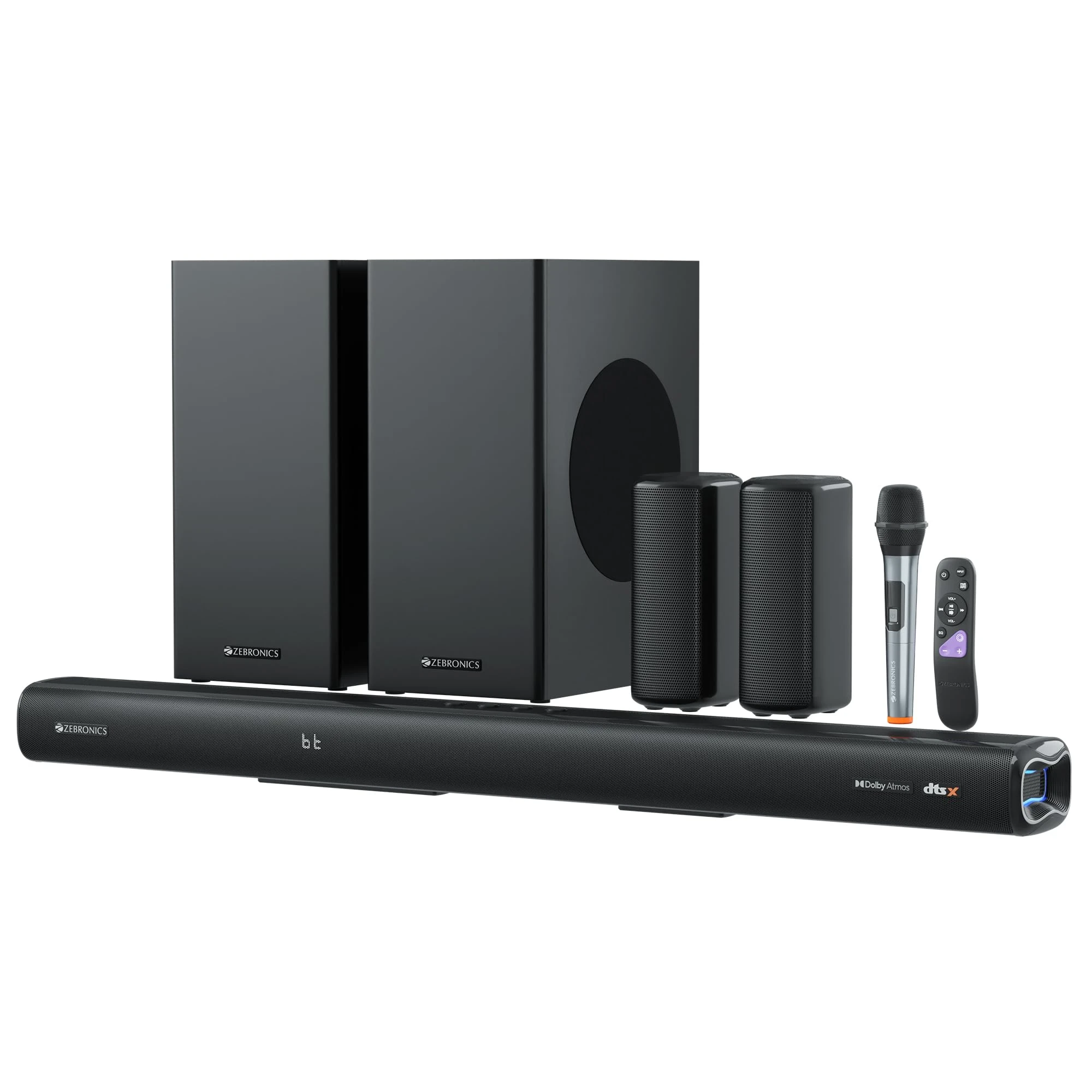 ZEBRONICS Juke BAR 9900 Soundbar, 725 Watts, DTS X, Dolby Atmos, 5.2.4 CH, 2X Wireless (Subwoofer & Satelli...