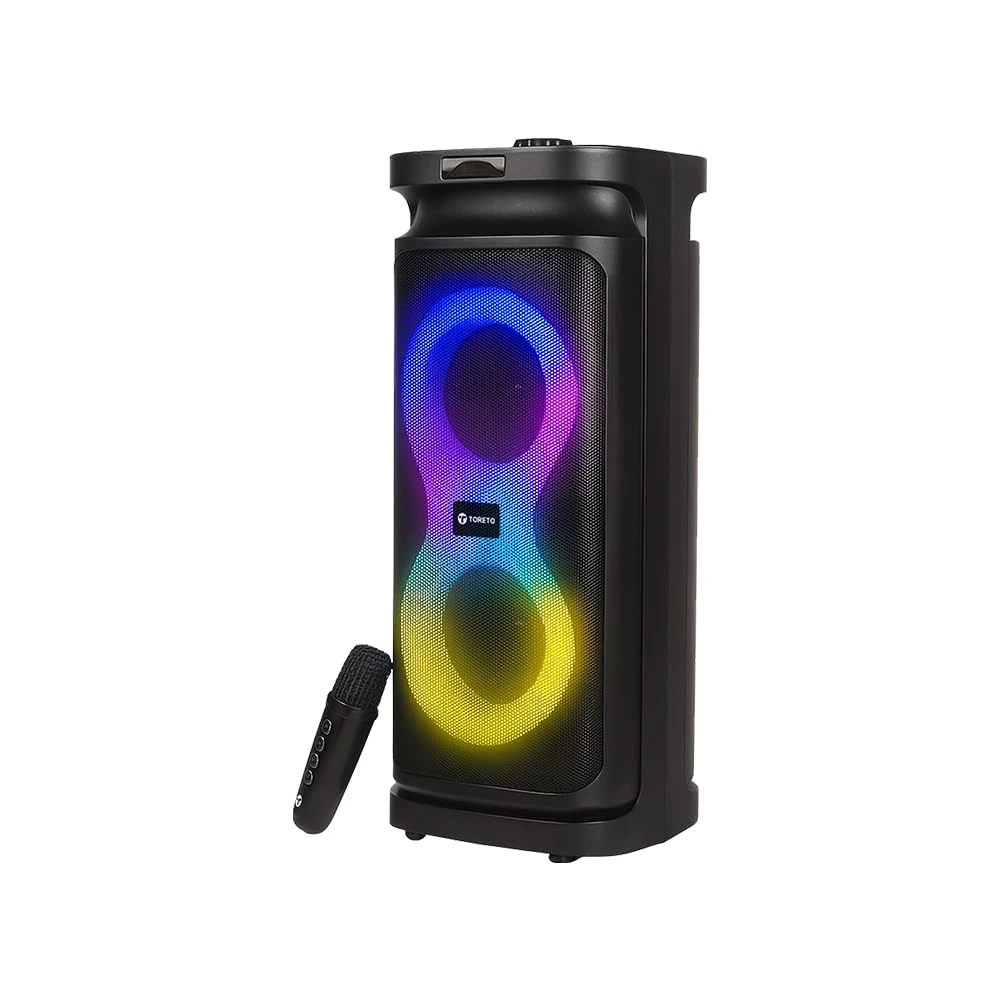 Toreto Party Thrillz 30W Bluetooth Party Speaker with RGB Lights & LED Display, BT5.3+EDR, Wireless Karaoke Mic with Voice...
