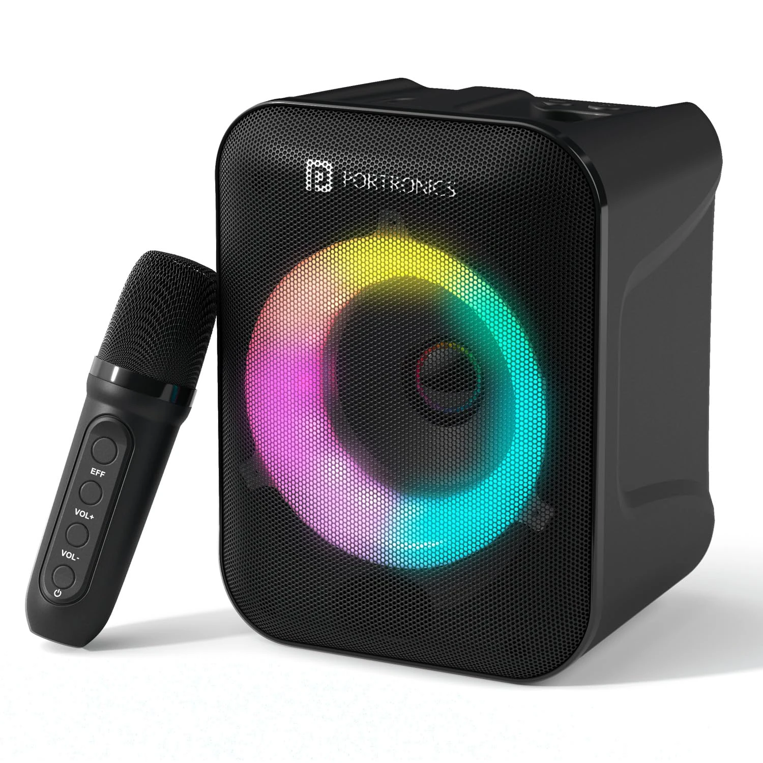 Portronics Apollo One 20W Wireless Bluetooth Portable Speaker with Wireless Karaoke Mic, 5 Hour Playtime, R...