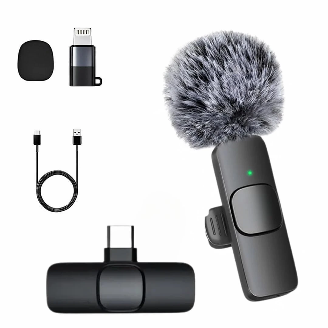 GADGETSWEAR Furry K8 Wireless Lavalier Microphone, Bluetooth Collar Microphone for Type-C Android, Noise Canceling Mic for...
