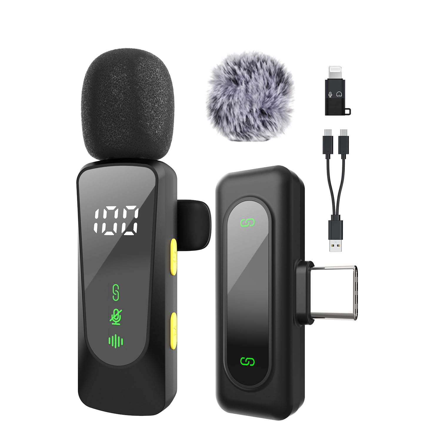 XIXIXIAXIA Mini Wireless Lavalier Microphone with LED Display, Mic for Youtubers with Noise Reduction, for ...