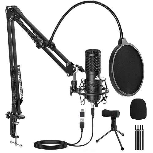 Audio Array AM-C1 USB Condenser Microphone Kit | for Podcasting, Online Meeting, Gaming, Singing & Live Streaming | Boom A...