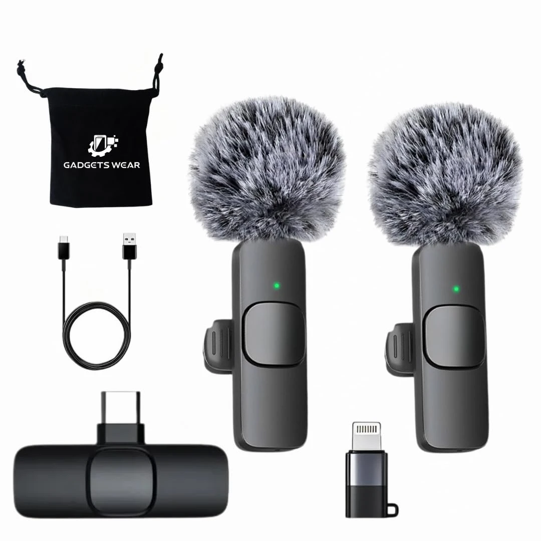 GADGETSWEAR AI K9 Furry Wireless Lavalier Microphone, Bluetooth Clip-On Mic for Only Type-C Android, Noise Cancelling Coll...