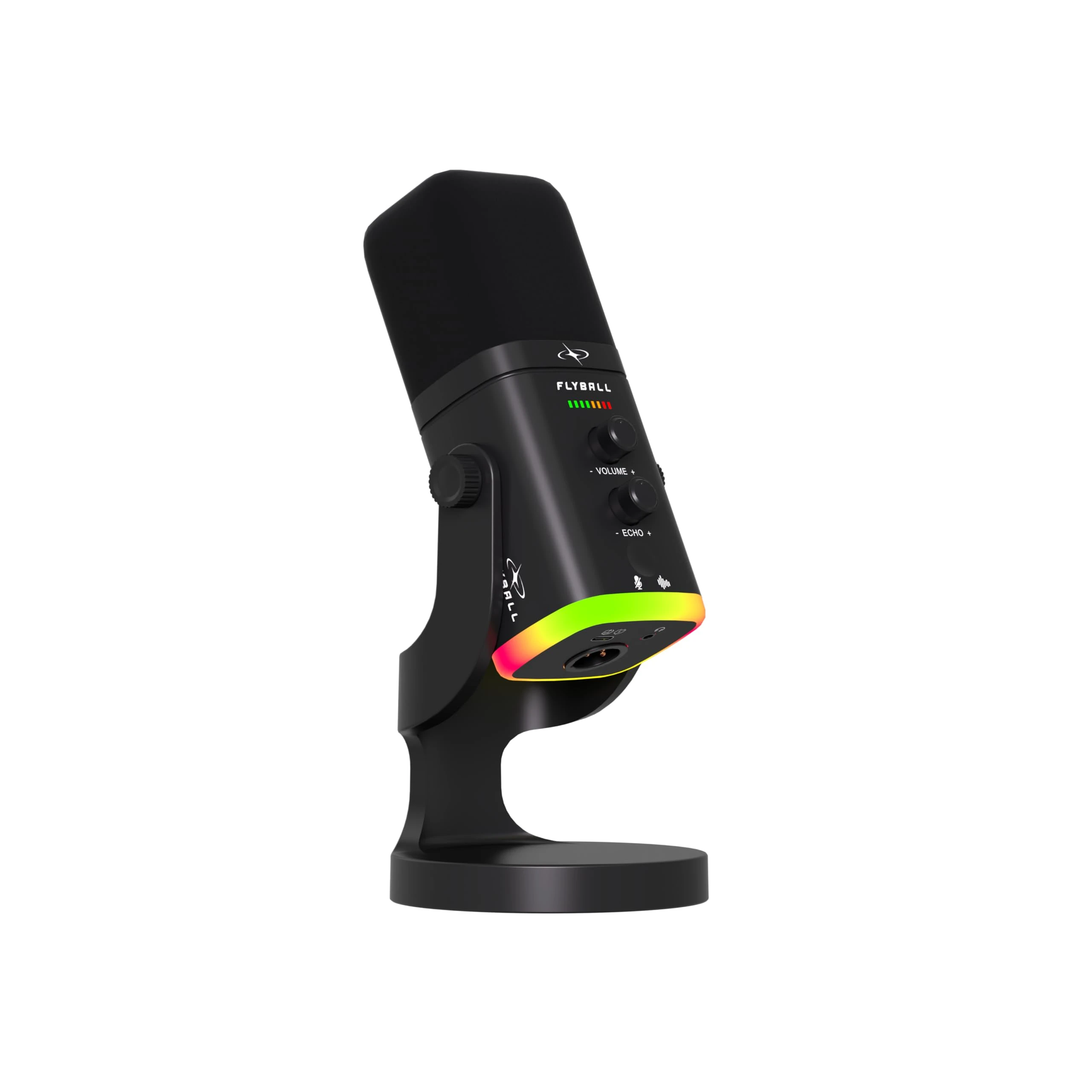 FLYBALL USB/XLR Dynamic Gaming Microphone, RGB Mic for PC, Podcast & Streaming, Tap-to-Mute & ENC, Echo Knob, Monitoring, ...
