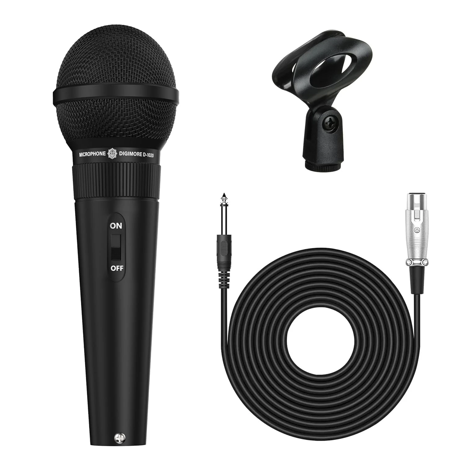 DIGIMORE Professional Cardioid Dynamic Microphone | Wired Mic with 20ft XLR Cable & Mic Holder | for Vocal...