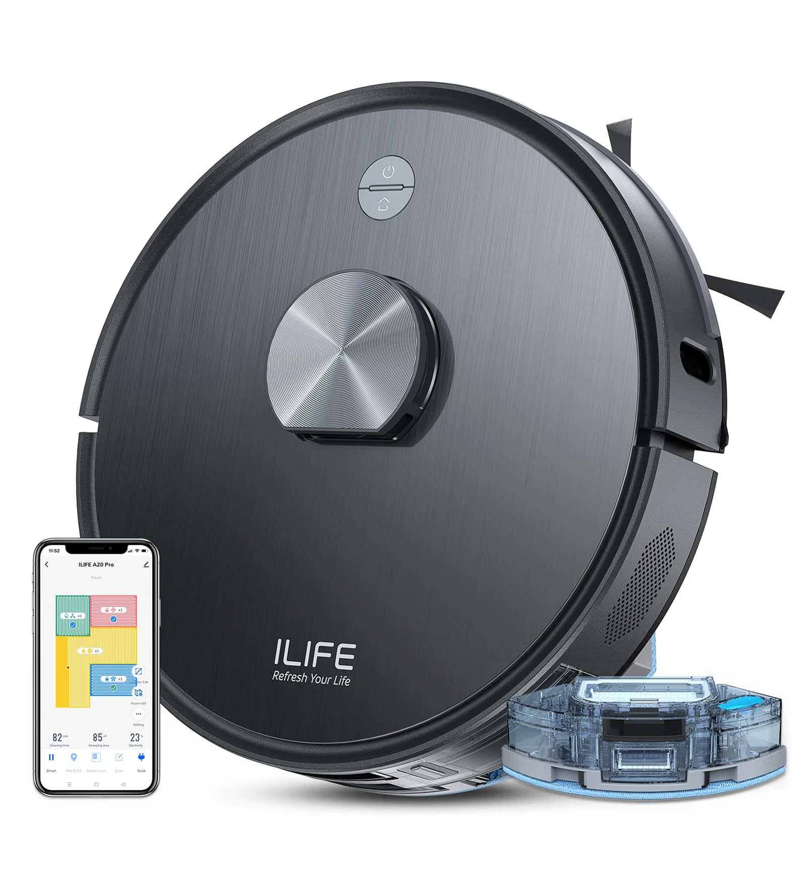 ILIFE A20 Pro Robot Vacuum Cleaner with Advanced LiDAR Navigation, Strong Suction, Customised Cleaning Up to 4500sft, 5200...