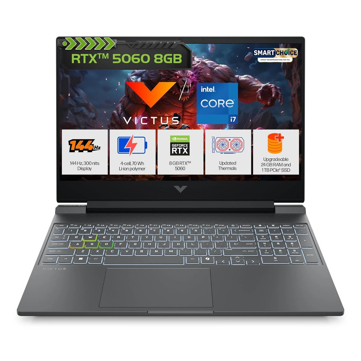 HP Smartchoice Victus, 13th Gen Intel Core i7-13620H, 8GB RTX 5060, 24GB DDR5(Upgradeable) 1TB SSD, 144Hz, ...