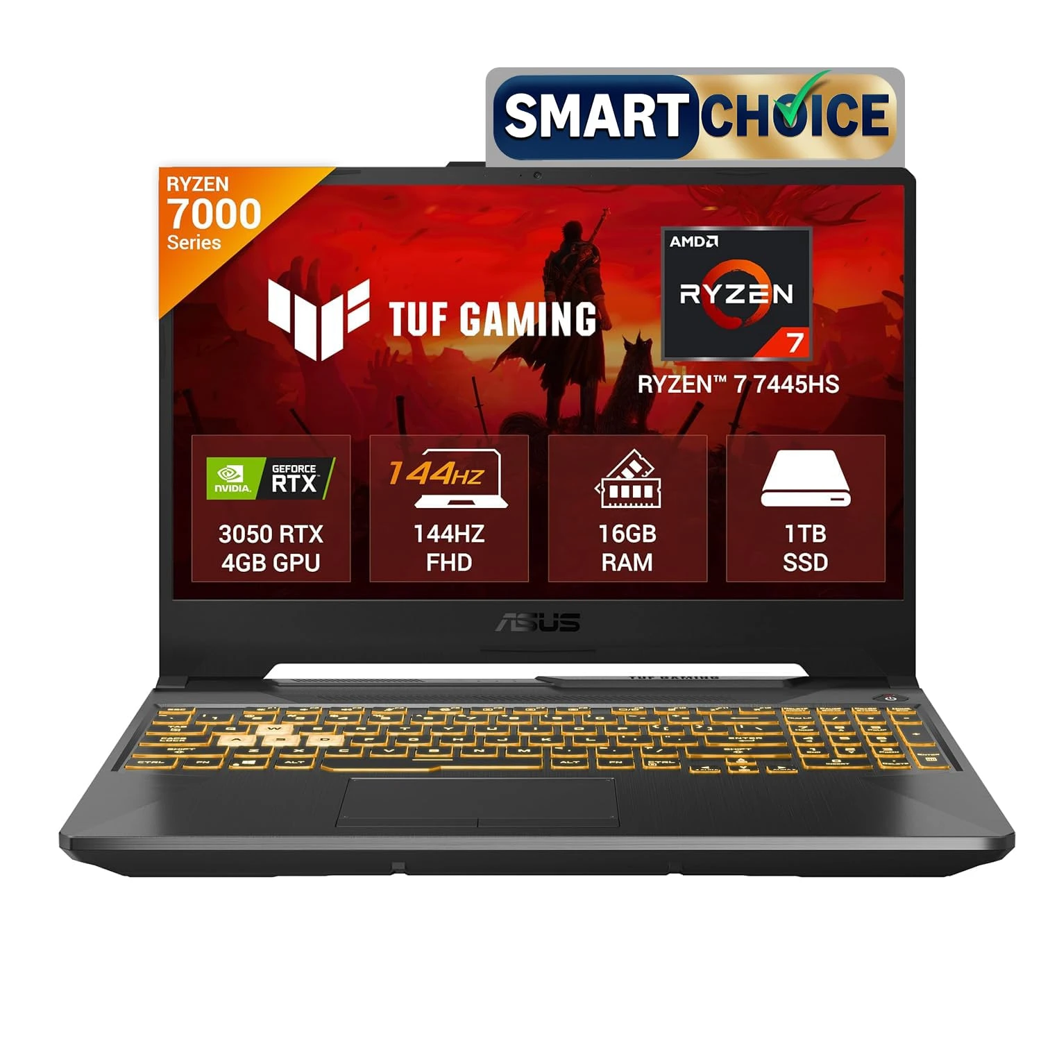 ASUS TUF A15 (2025),Smartchoice, AMD Ryzen 7 7445HS,Gaming Laptop,RTX 3050-4GB,75W TGP,16GB RAM (Upgradeable Upto 64GB) 1T...