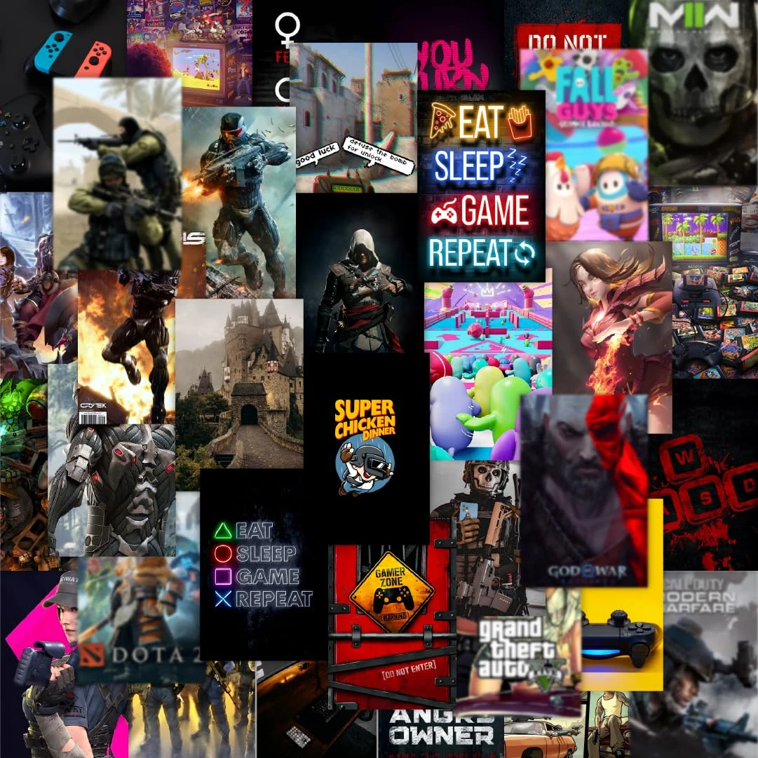 CodersParadise Gaming Aesthetic Wall Collage Kit – 54 PCS Premium 4×6 Inch Posters | Neon Gamer Room Decor for Bedroom, Ga...