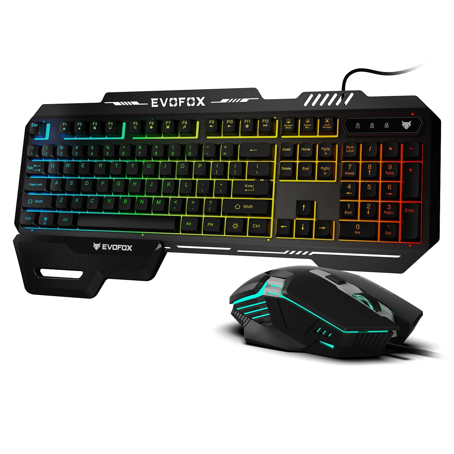 EvoFox Warhammer 2 Semi-Mechanical Wired Gaming RGB Keyboard Mouse Combo Wired with Rainbow RGB Effect & Le...
