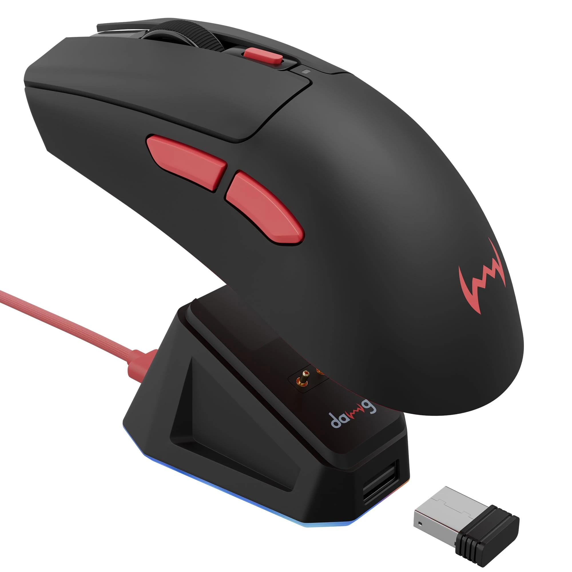 daWg Slay 50, 12000 DPI Wireless Gaming Mouse, PixArt 3311, 80Hrs* Backup, 1000Hz, 65gm Lightweight, 300IPS, 35G Accelerat...