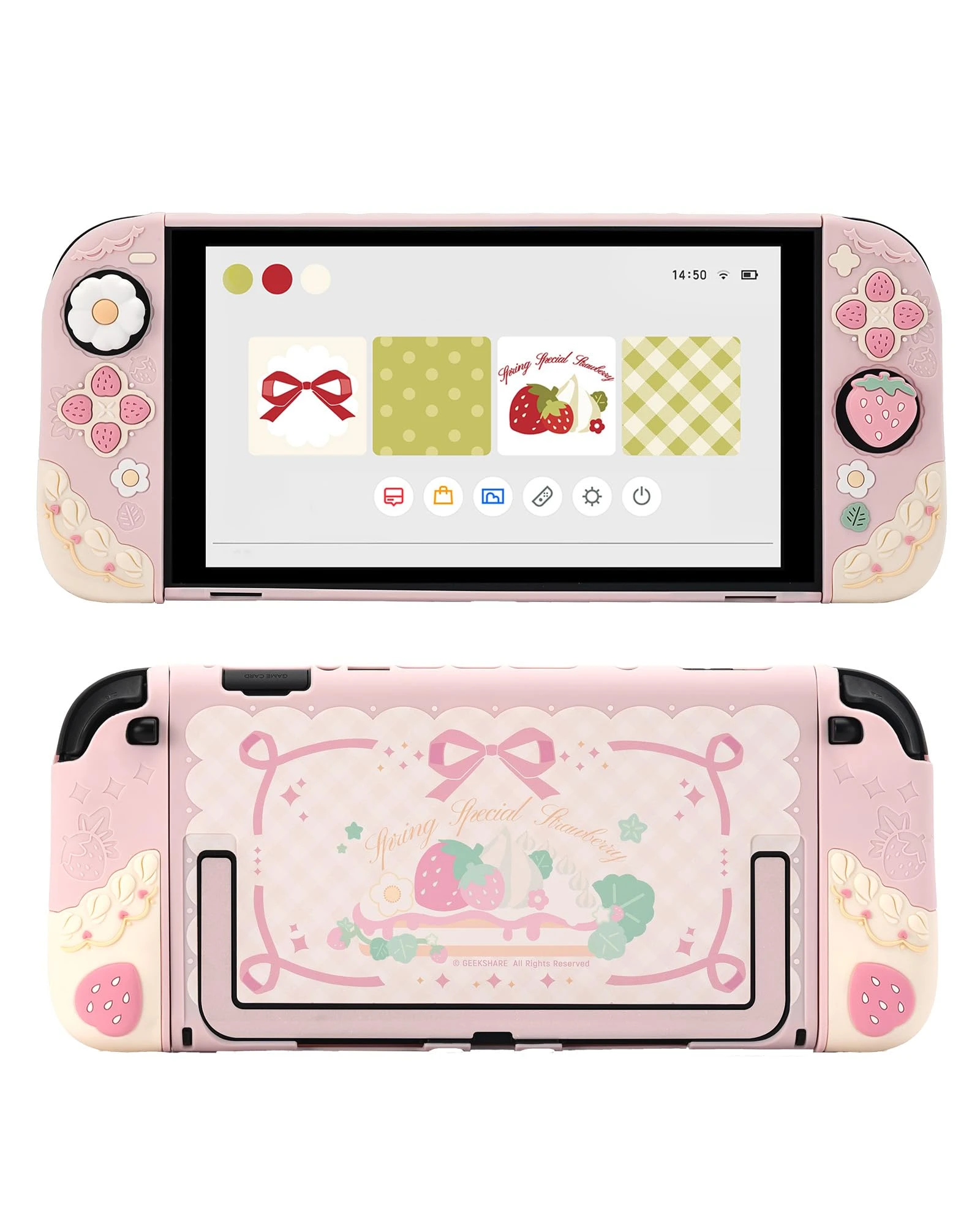 GeekShare Strawberry Protective Case Compatible with Switch 2, Slim Separable Soft Silicone Cover Shell wit...
