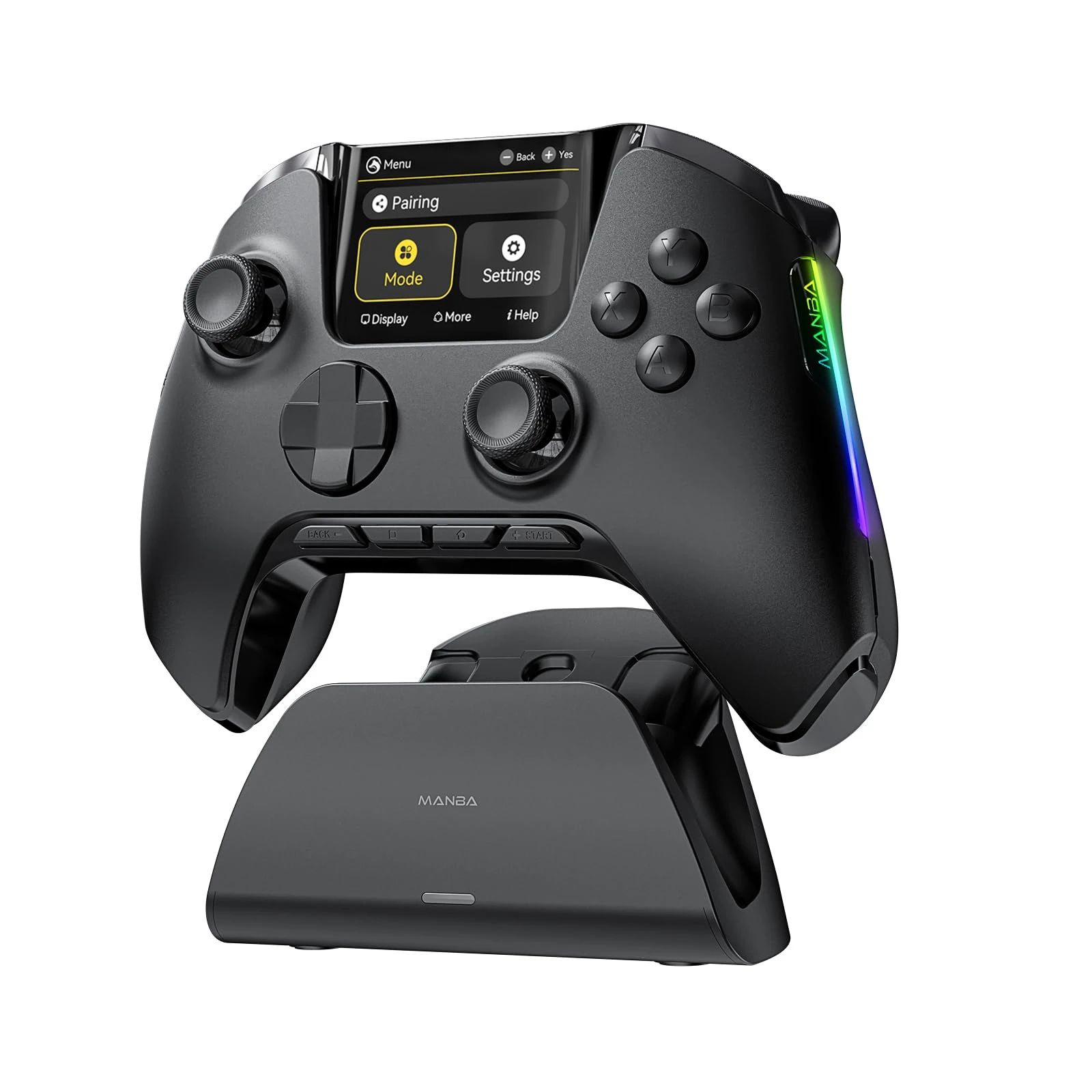 Manba One Interactive Screen Wireless Gaming Controller for PC/Switch/iOS/Android,Hall Effect Stick & Trigger,RGB Lightin...