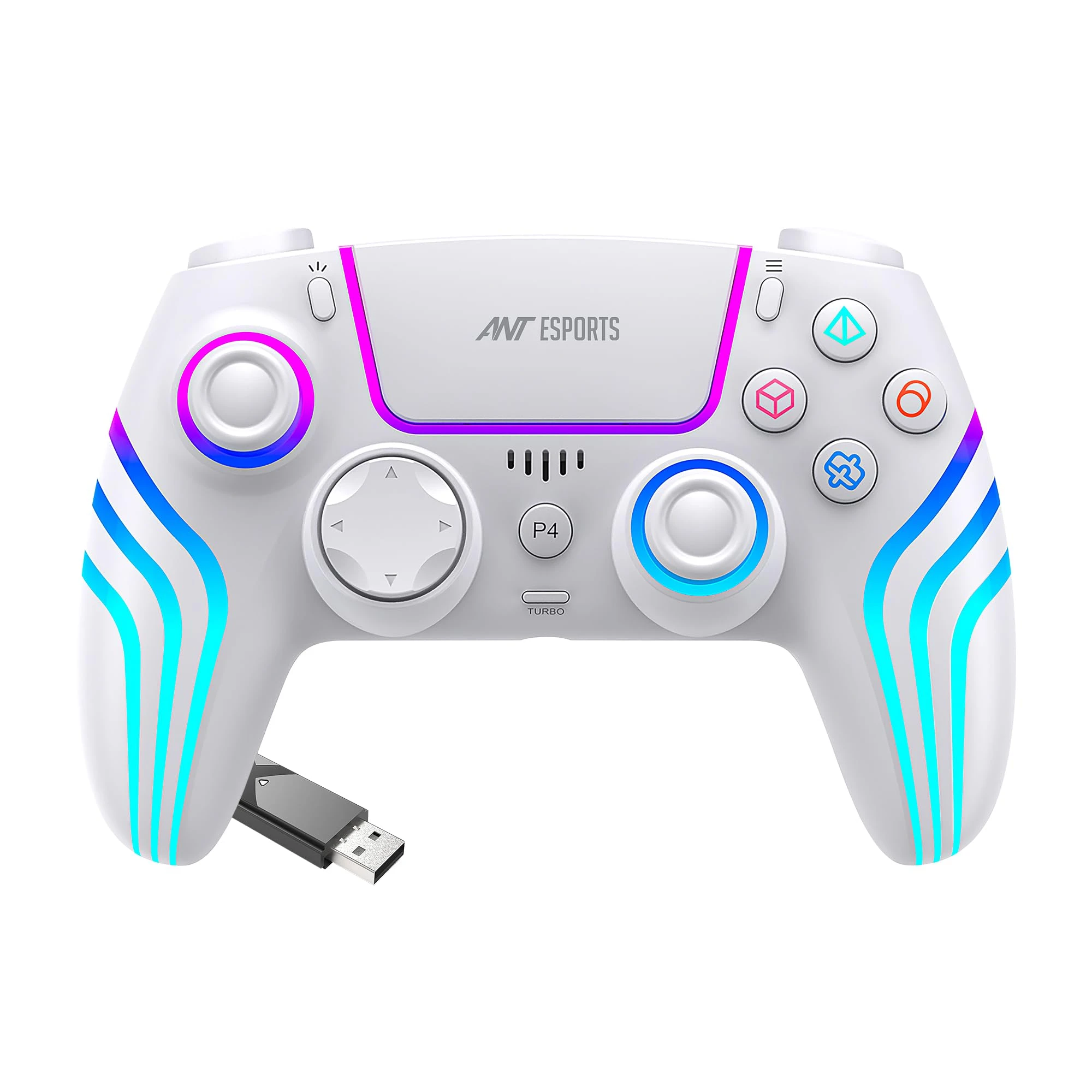 Ant Esports GP400 White Wireless Gaming Controller for PC, PS4, PS3, Android, iOS, Steam Deck & Switch |Hall Effect Joysti...