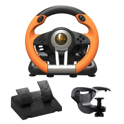 PXN V3 PRO Gaming Steering Wheel and Pedals, 180° Racing Steering Wheel with Vibrational Feedback, Paddle Shifters Racing ...
