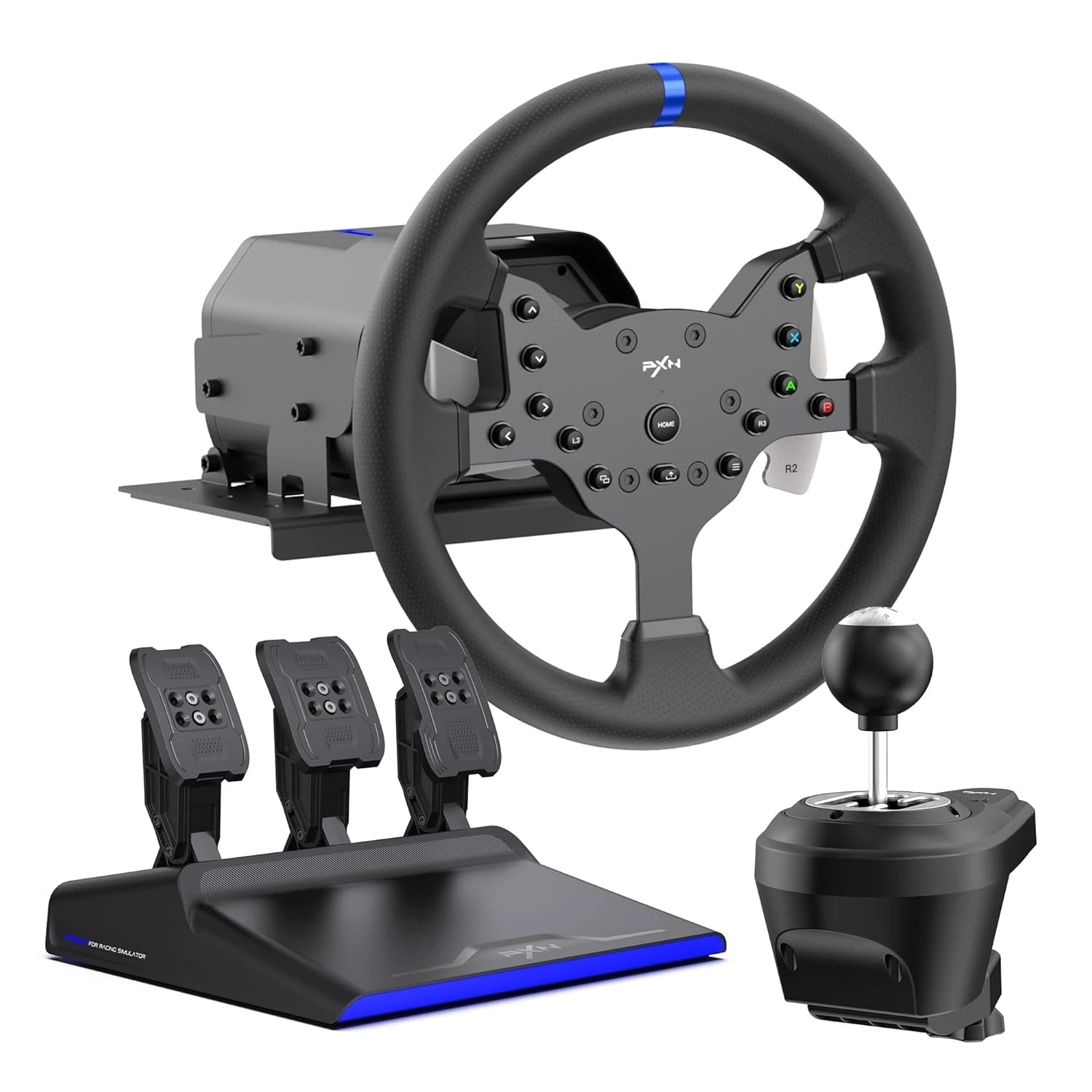 PXN V99 Force Feedback Gaming Steering Wheel Xbox PC,270/900 Degree Racing Wheel with 3-Pedals and Shifter Bundle for PC,P...