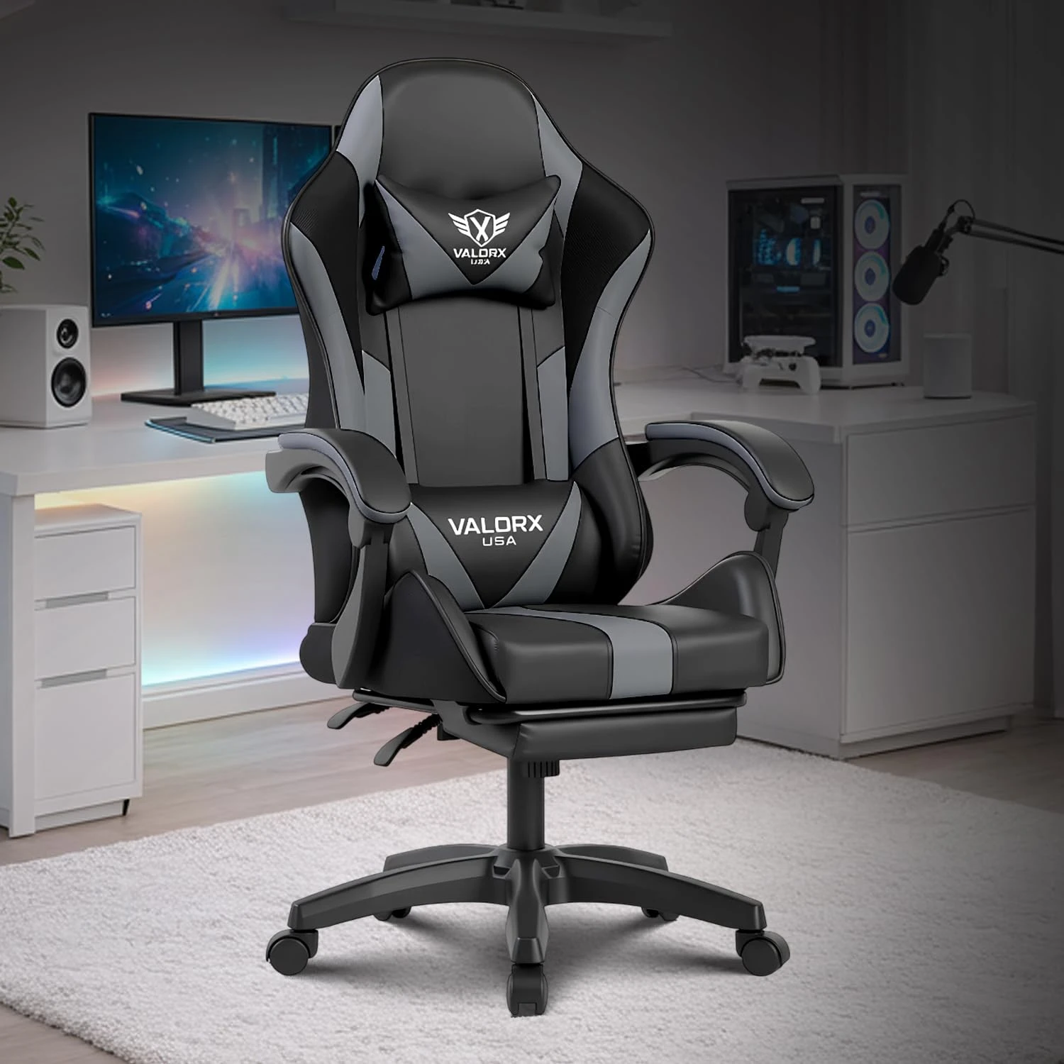 VALORXUSA Warrior Gaming & Office Ergonomic Chair | Vegan Leather | High Back 135° Recliner | Adjustable Height & Linkage ...