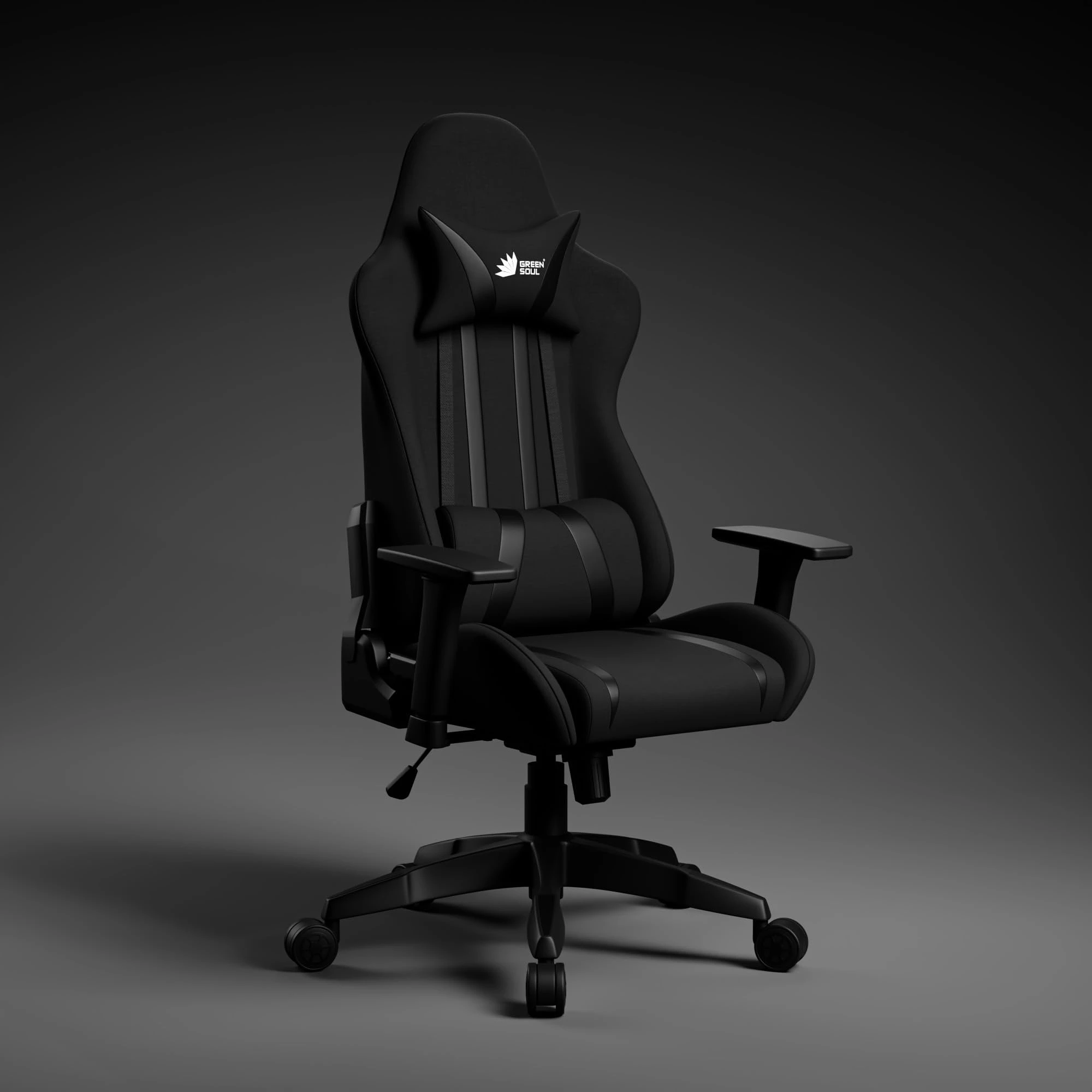 Green Soul Beast Racing Edition Ergonomic Gaming Chair with Premium Fabric & PU Leather, Adjustable Neck & Lumbar Pillow, ...