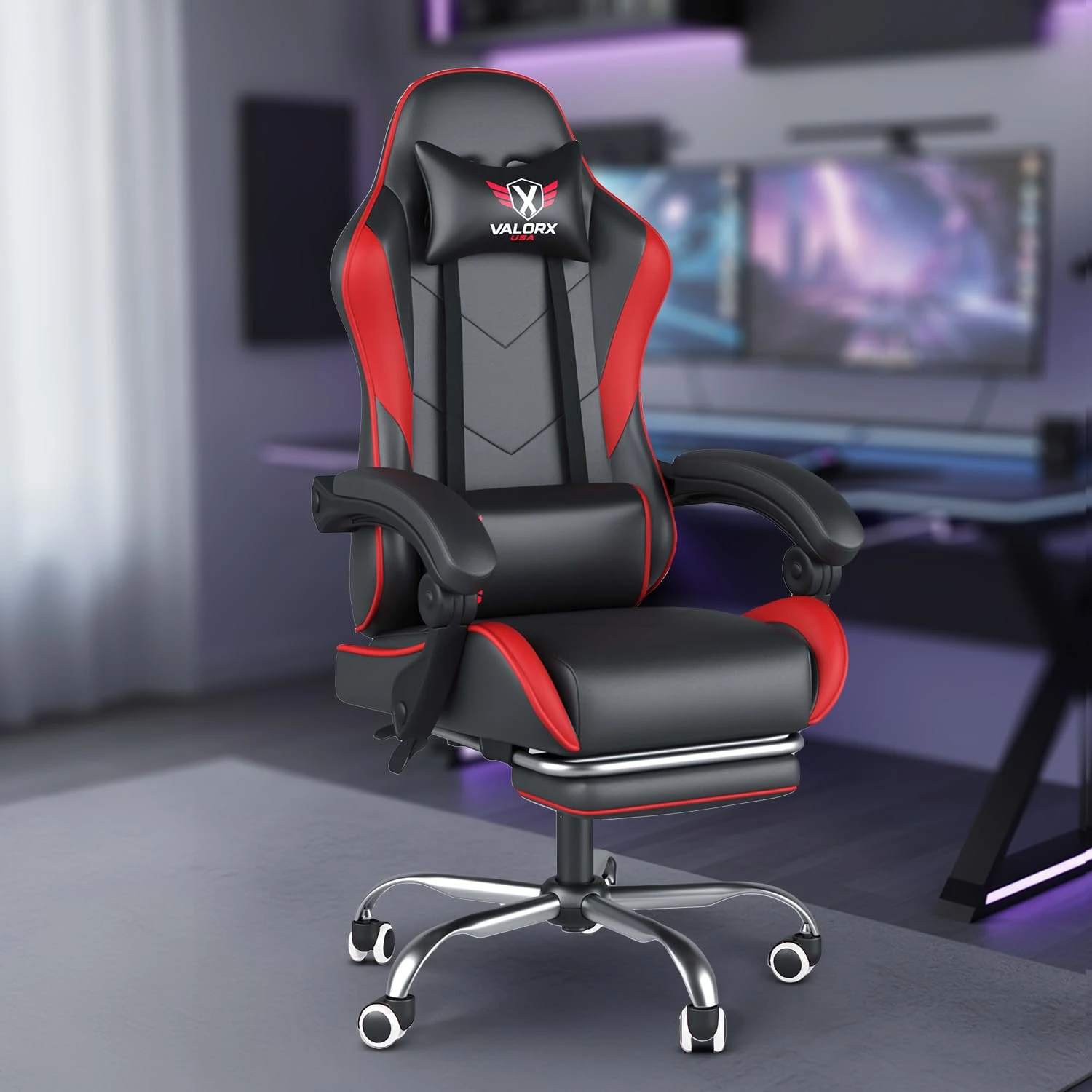 ValorX USA Vector 2026 Edition I Ergonomic Gaming & Computer Chair in PU Leather | Dual Massager Back Cushion | Adjustable...