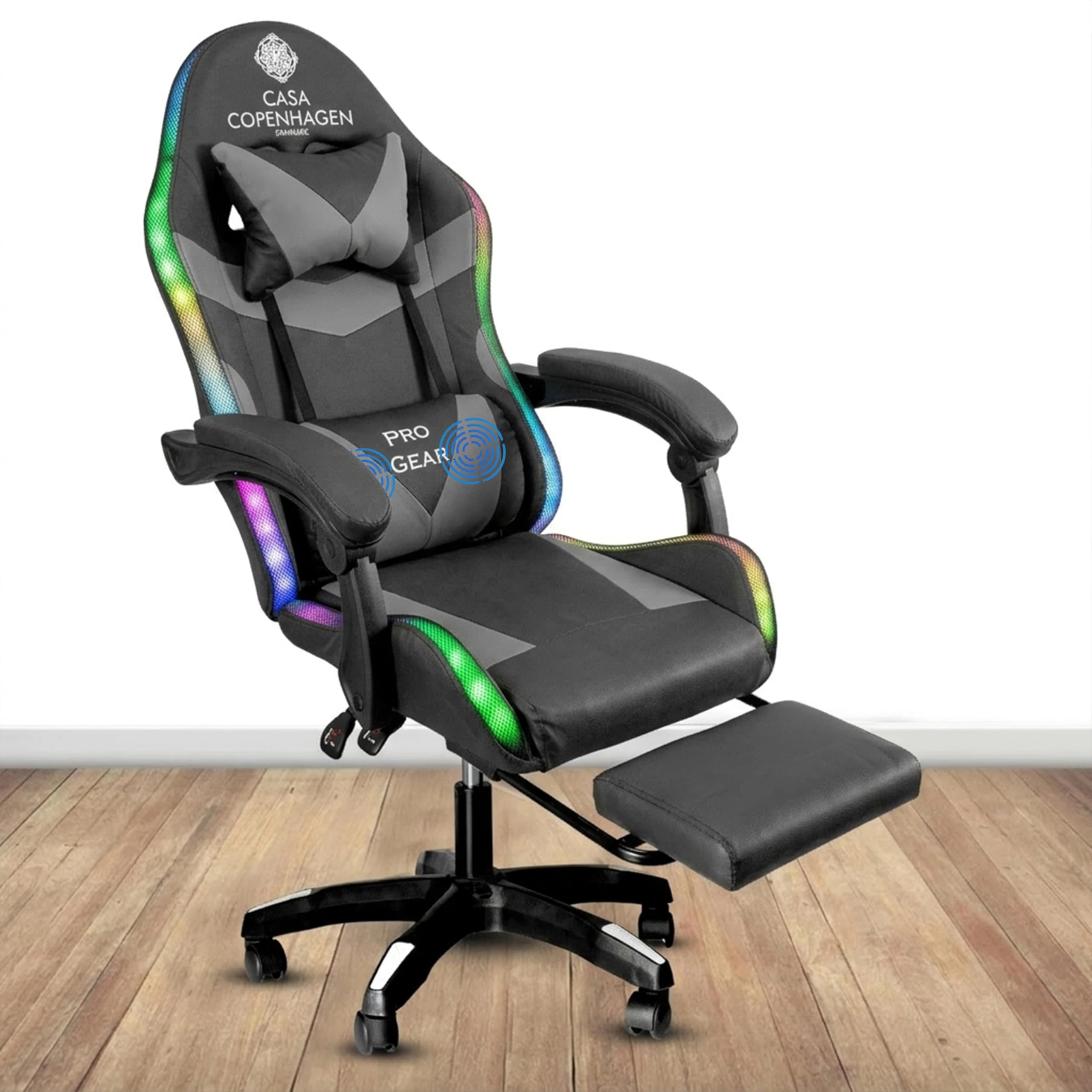 Casa Copenhagen Designed in Denmark,High-Back Italian Leather Gaming Ergonomic Chair with Advanced Mechanism with LED Ligh...