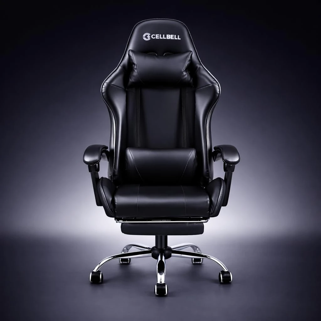 CELLBELL Konquer Ergonomic Gaming Chair for Office & Work from Home | Leatherette Computer Chair with Lumbar Massage, Retr...