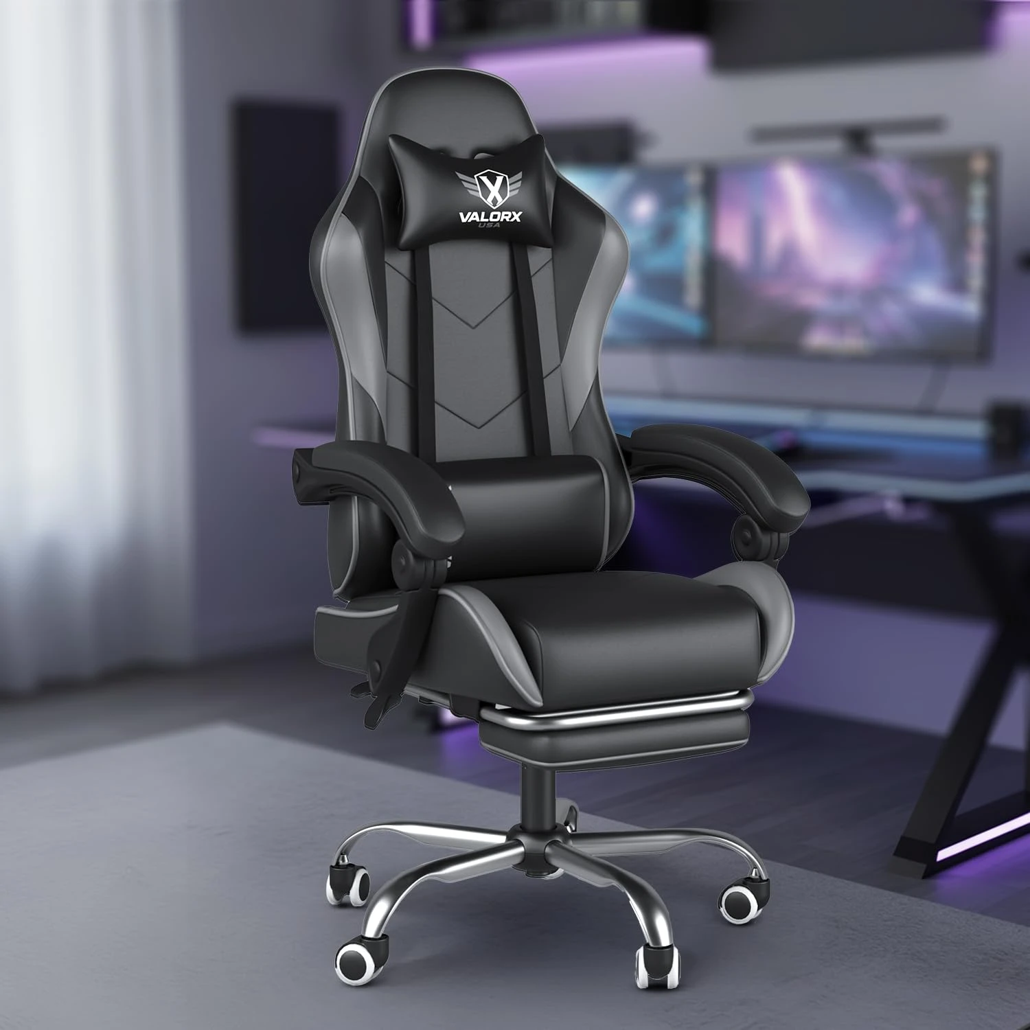 ValorX USA Vector 2026 Edition I Ergonomic Gaming & Computer Chair in PU Leather | Dual Massager Back Cushi...