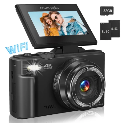 Digital Camera for Photography, 4K Vlogging Camera for YouTube 3" 180° Flip Screen 18X Digital Zoom Compact Retro Cameras ...
