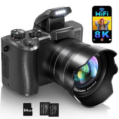 IGXHAVIZ 8K Digital Cameras for Photography Autofocus, WiFi 88MP Vlogging Camera with Dual-Lens, Flash, 16X Digital Zoom, ...