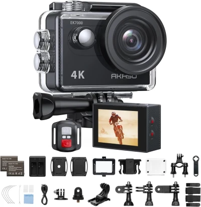 AKASO EK7000 4K30FPS 20MP WiFi Action Camera with EIS Ultra HD 131FT Waterproof Underwater Camera Remote Control 4X Zoom S...