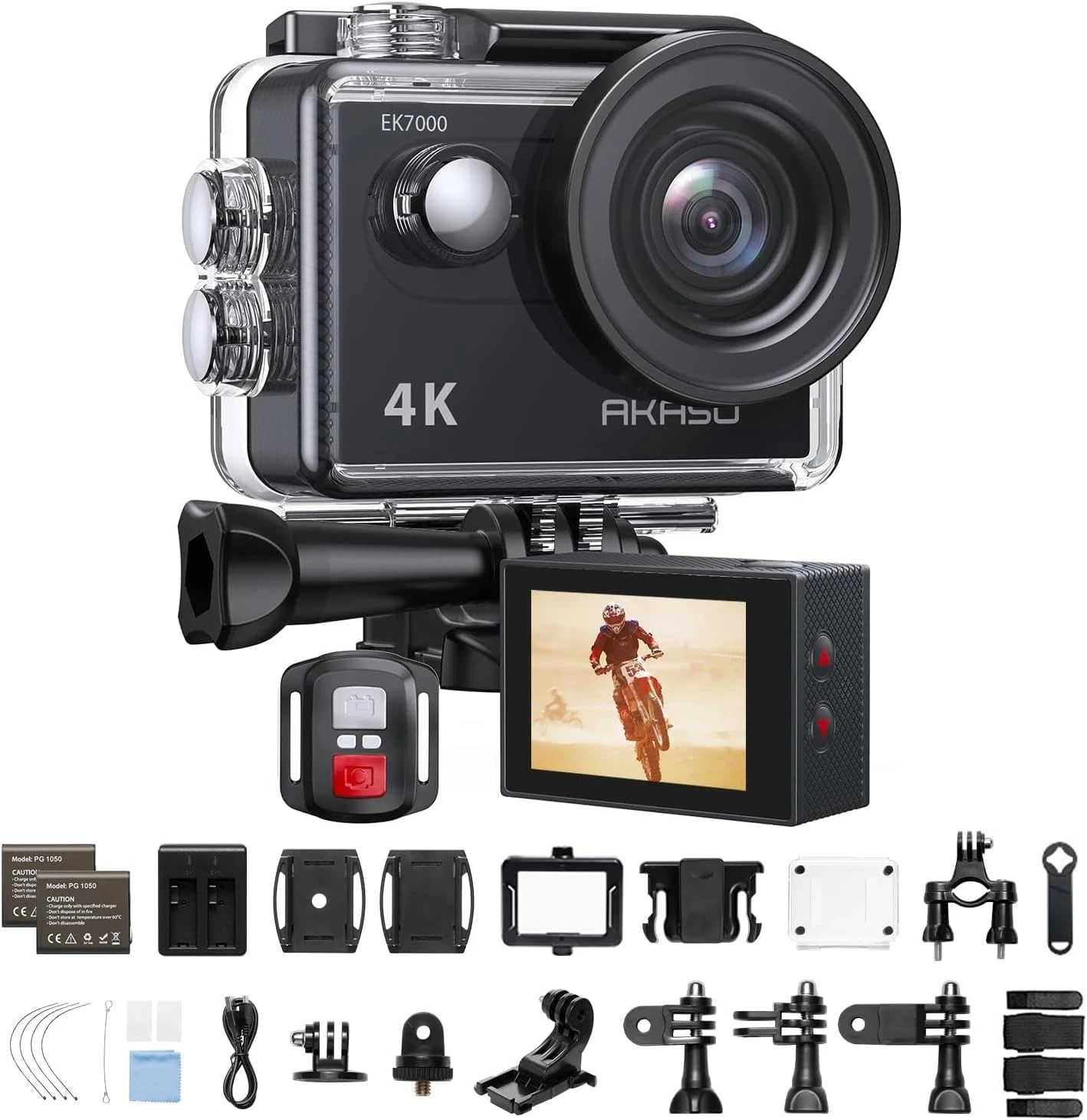AKASO EK7000 4K30FPS 20MP WiFi Action Camera with EIS Ultra HD 131FT Waterproof Underwater Camera Remote Co...