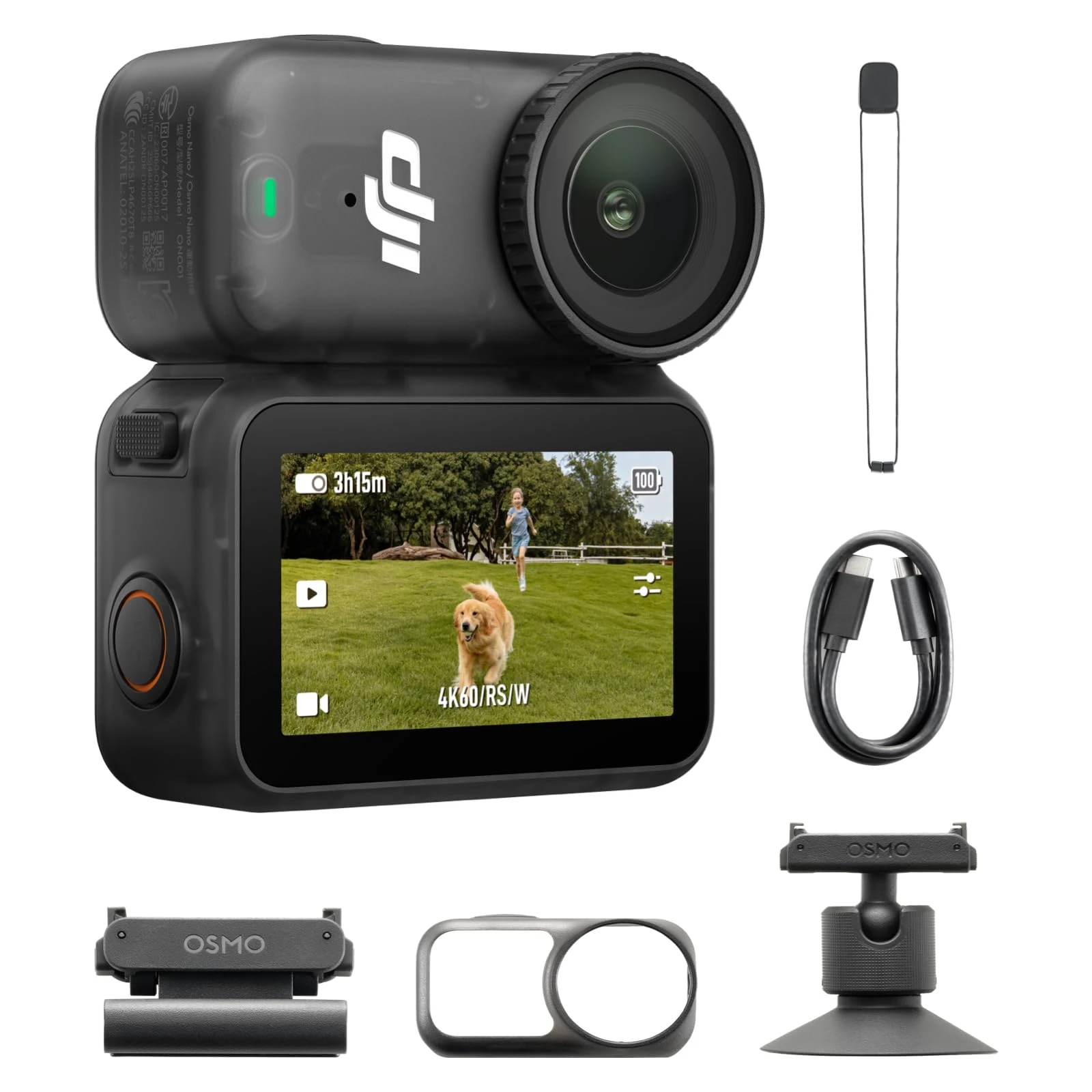 DJI Osmo Nano Standard Combo (64GB) - Small 4K/60fps Vlogging Camera with a 1/1.3" Sensor, 143° Wide FOV Video, 200-Min Re...