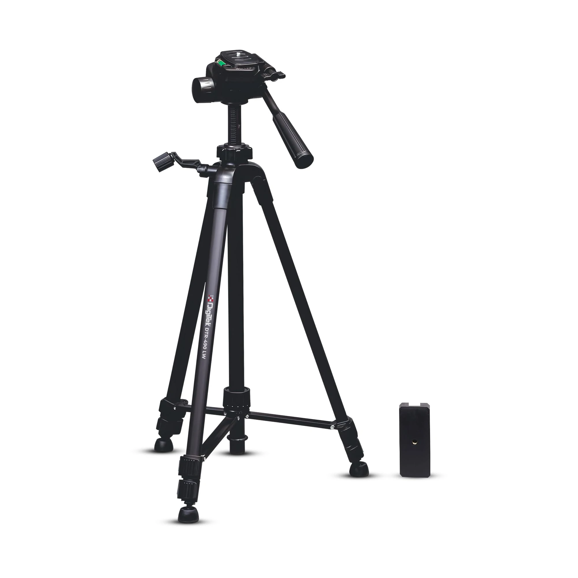 Digitek (DTR-490 LW) Foldable Tripod Stand with Smartphone Holder, Pan Head & Quick Release Plate, 4.92ft M...