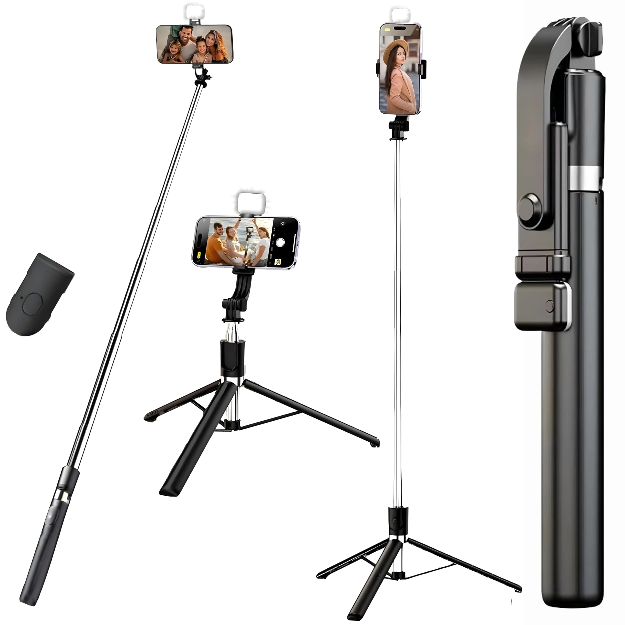 Sakit® K9 Selfie Stick Tripod With Light, 67 inch /170CM Reinforced Tripod for Mobile Phone, Multi-Functional Bluetooth Lo...