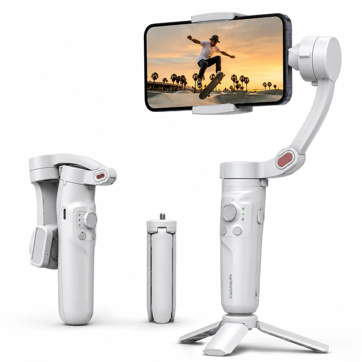 Casaquin M1 3-Axis Smartphone Gimbal Stabilizer with AI Face Tracking | Foldable Mobile Gimbal with Tripod...