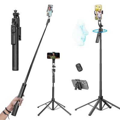 HIFFIN H8 AI-Powered 360° Auto Face Tracking Selfie Stick Tripod | 63-inch/160 cm Long Aluminium Extension Stand for Mobil...