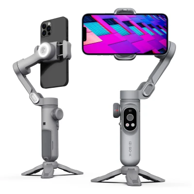 IZI GO-X 3-Axis Smartphone Gimbal Stabilizer with AI Tracking | OLED Display | LED Fill Light | Wireless Charging | 10H Ba...