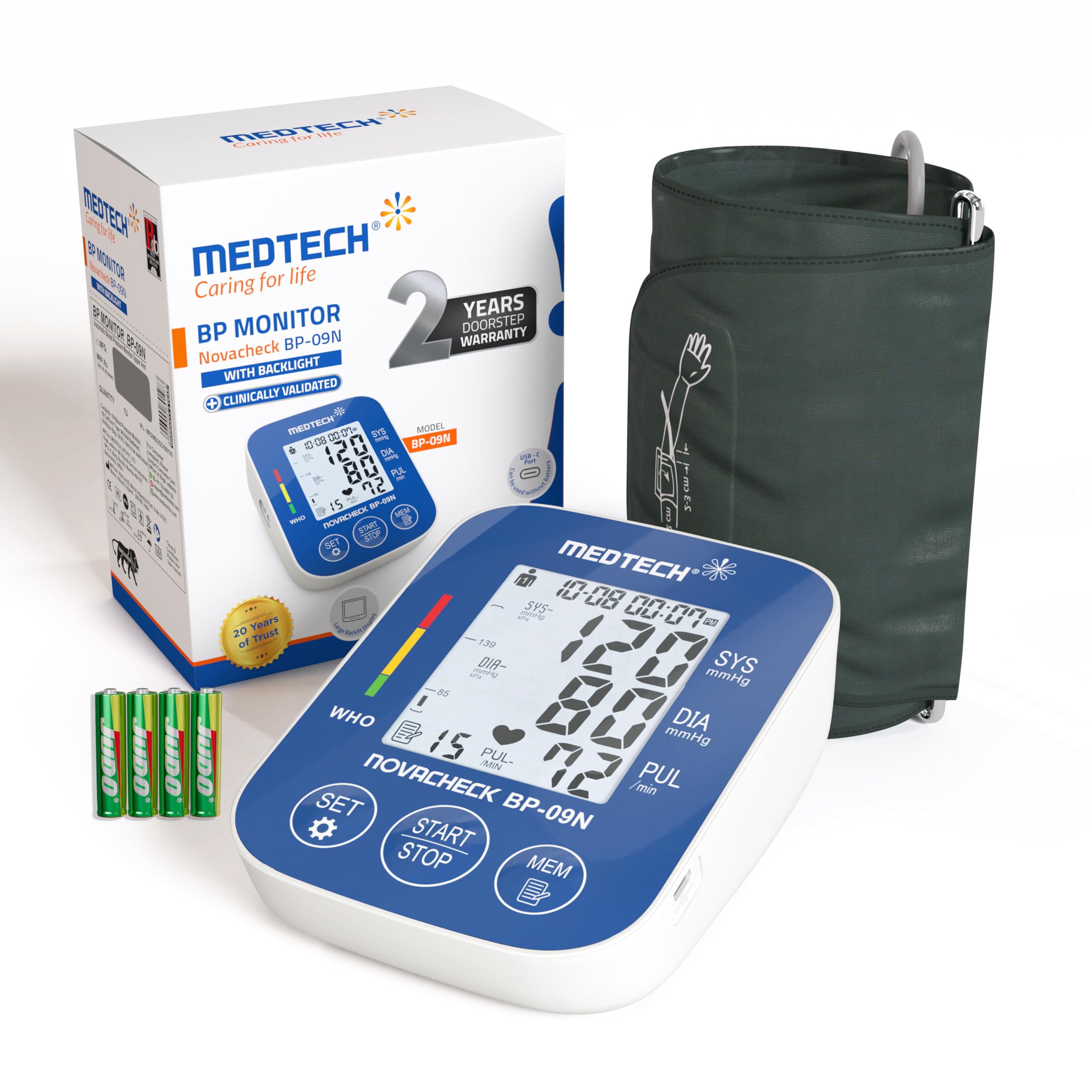 MEDTECH BP09N Fully Automatic Digital BP Monitor |Arm Portable, Lightweight Blood Pressure Machine | Accura...