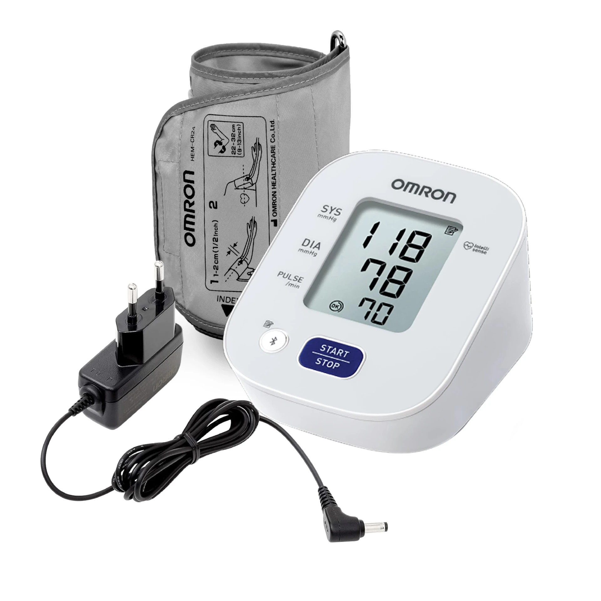 Omron HEM 7143T1A Arm Digital Bluetooth Blood Pressure Monitor with Cuff Wrapping Guide & Intellisense Tech...