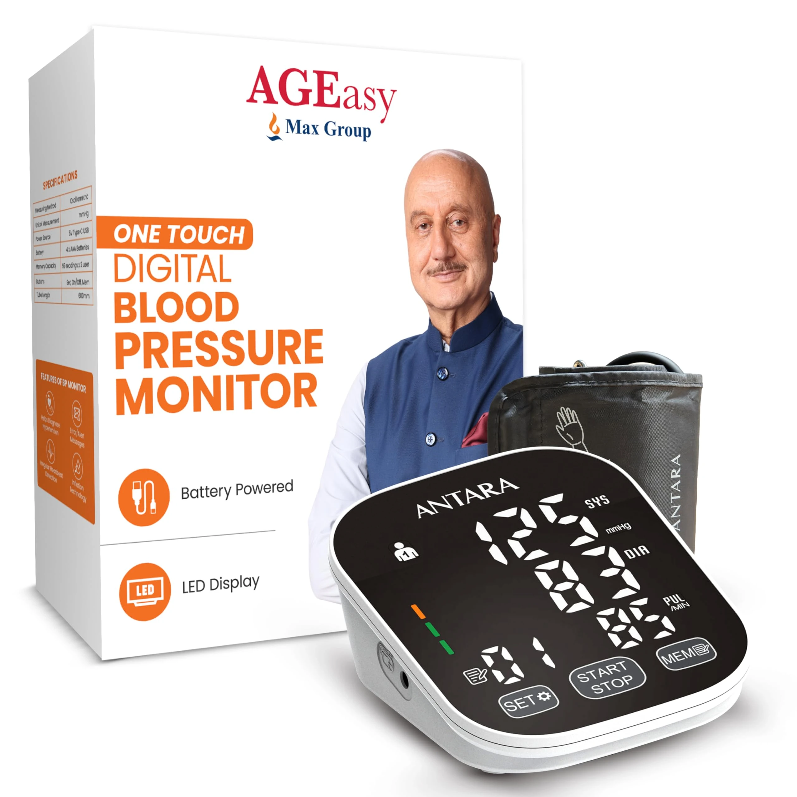 Antara AGEasy (Max Group) Fully Automatic One Touch Digital Blood Pressure Monitoring Device | BP Apparatus...