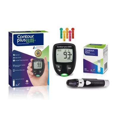 Contour Plus Elite Blood Glucose Monitoring System (Glucometer with Contour Plus Blood Glucose Test Strip 2...