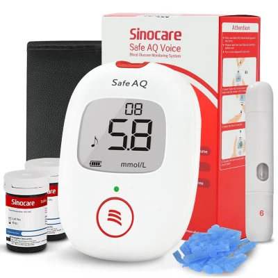 Sinocare PTS(USA) Diabetes Testing Kit/Blood Glucose Monitor Safe AQ Voice/Glucometer with Voice Reminder and Light Warnin...