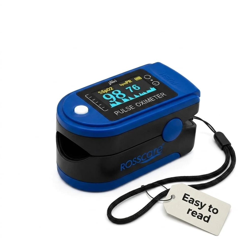 ROSSCARE Pulse Oximeter With Precision Sensor Technology For Accurate SpO2 And Pulse Readings, Bright OLED ...