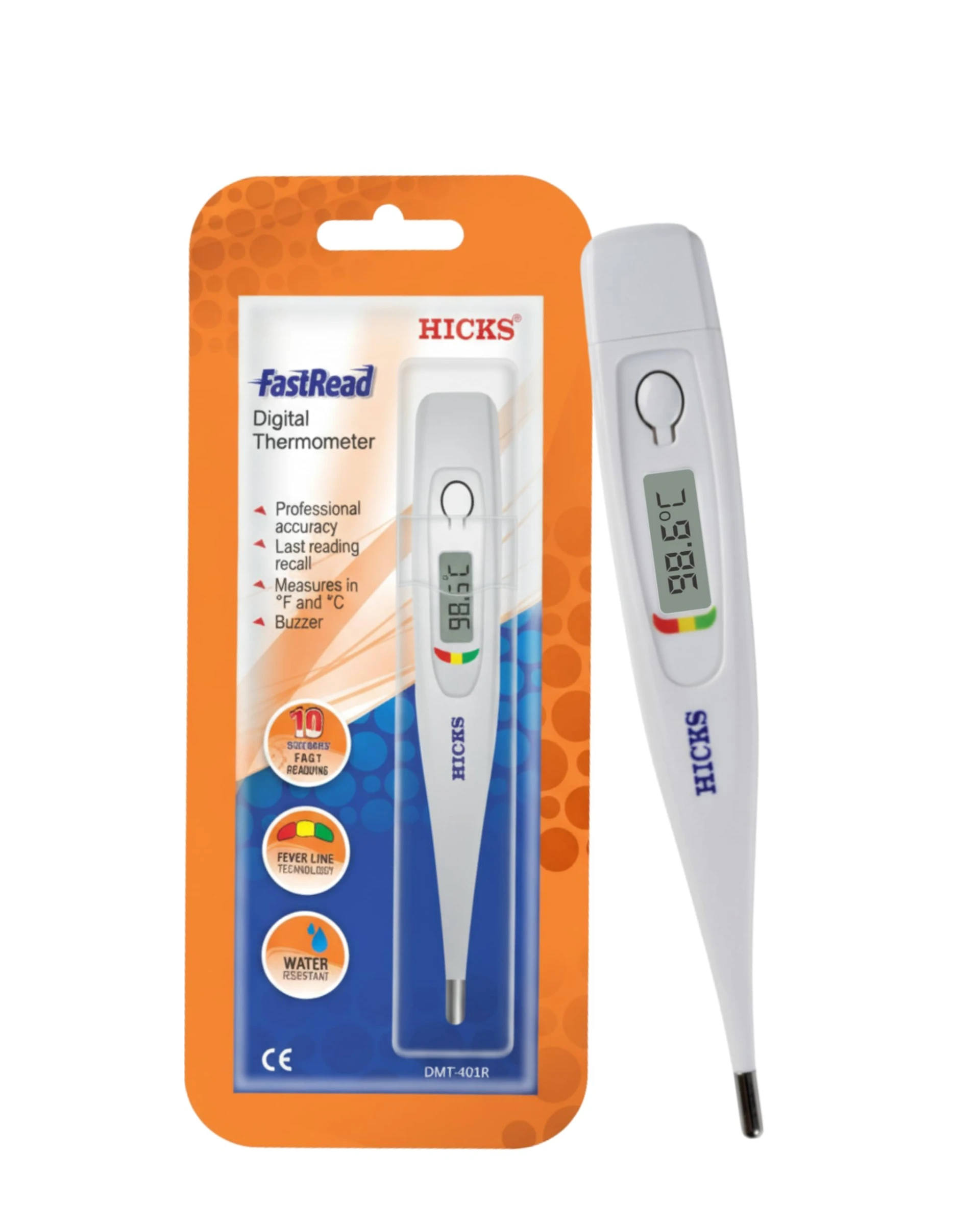 Hicks DMT-401 FastRead Digital Thermometer for Fever | 10s Accurate Reading with Fever Line Technology | Di...